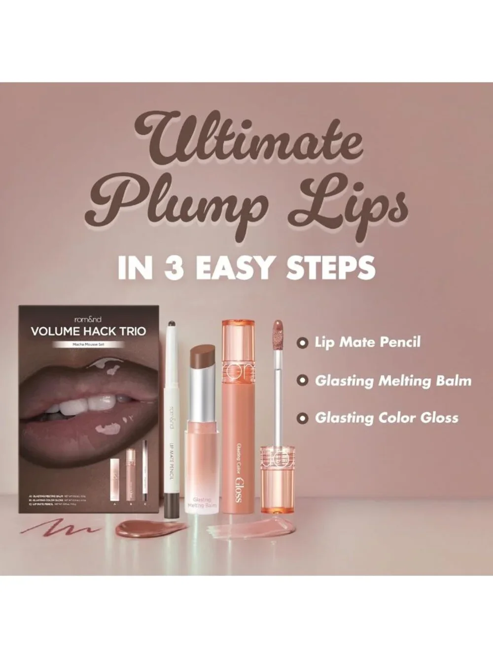 Plumping Lip Kit Trio | 3-Step Volume Hack Set | Mocha Mousse Lip Care